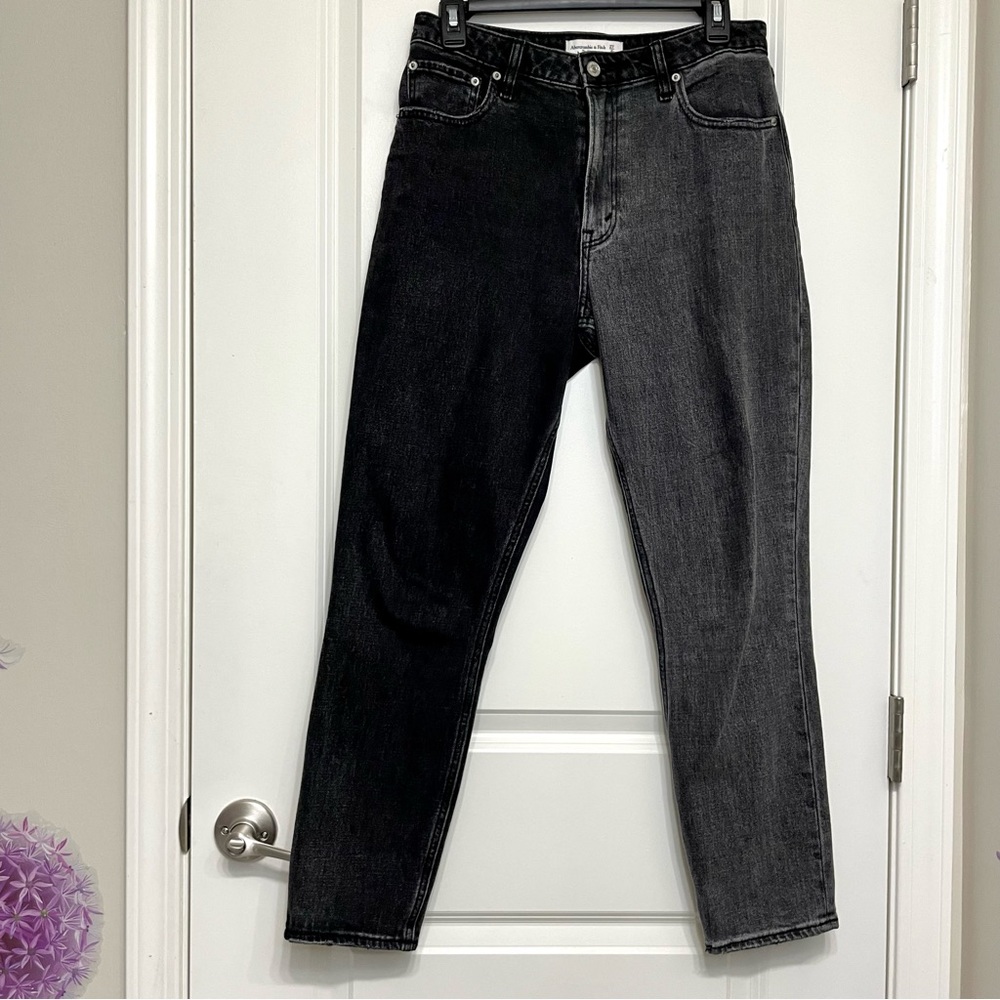 Abercrombie & Fitch Curve Love Black Duo Tone High Rise Skinny Jeans